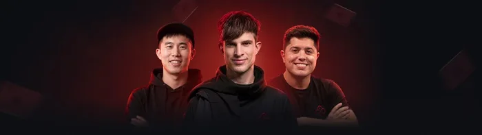 CoinPoker ambassadors Brantzen Wong, Mario Mosböck, and Mariano Grandoli in promotional photo for the Level Up Series