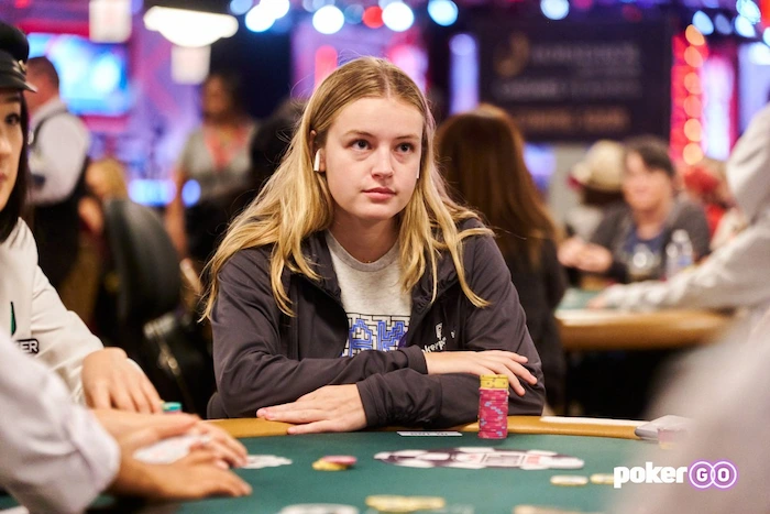 Abby Merk WSOP Poker Table PokerGO Abby Merk at the World Series of Poker table during a tournament in Las Vegas