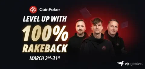 CoinPoker Level Up: 100% Rakeback March 2-31, 2026 CoinPoker 100% rakeback promotion March 2026 with new Level Up app launch