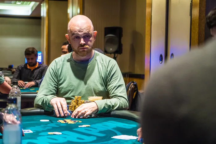 Dylan Linde at the poker table during a live tournament
