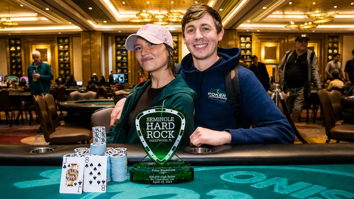 Cherish Andrews and Brock Wilson at the Seminole Hard Rock Poker Showdown, poker's breakout couple with $17.9 million in combined earnings