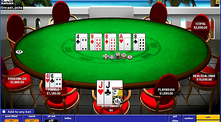 UltimateBet poker client showing a $5/$10 NL Hold'em table during the superuser cheating scandal era