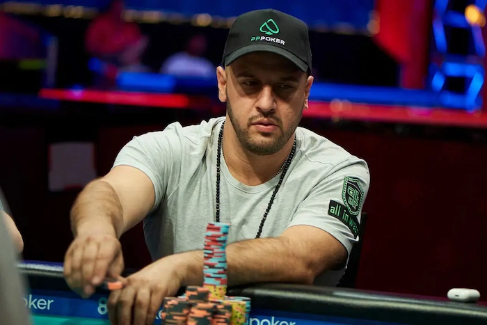 Michael Mizrachi, the defending WSOP 2026 Main Event champion, in action at the table