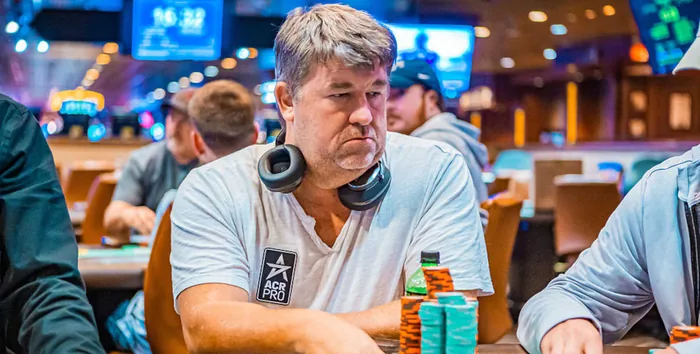Chris Moneymaker at the 2026 WSOP Main Event Chris Moneymaker wearing his ACR Pro patch at the table during the 2026 WSOP Main Event