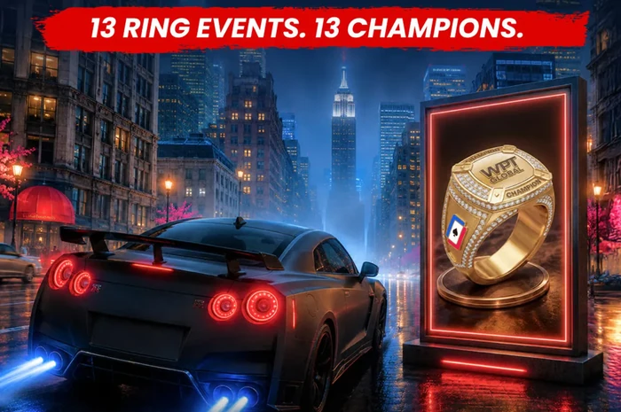WPT Global Summer Overdrive promotional graphic showing a gold WPT ring and the 13 ring events across the series