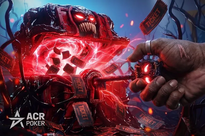 ACR Venom Vault Key Unlock Hand turning a key in the ACR Venom Vault as tournament tickets pour out