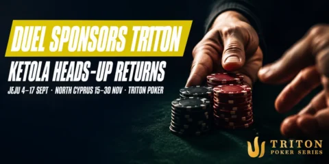 Triton Duel sponsorship announcement graphic for the Jeju and North Cyprus Super High Roller Series festivals