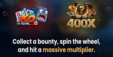 Ocean KO: every knockout spins the wheel for up to 400x GGPoker Ocean KO promo graphic: every KO pays, collect a bounty, spin the wheel, up to 400x multiplier