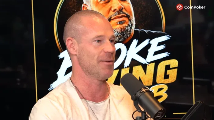 Patrik Antonius on Broke Living With JRB Patrik Antonius smiling at the microphone during his Broke Living With JRB interview